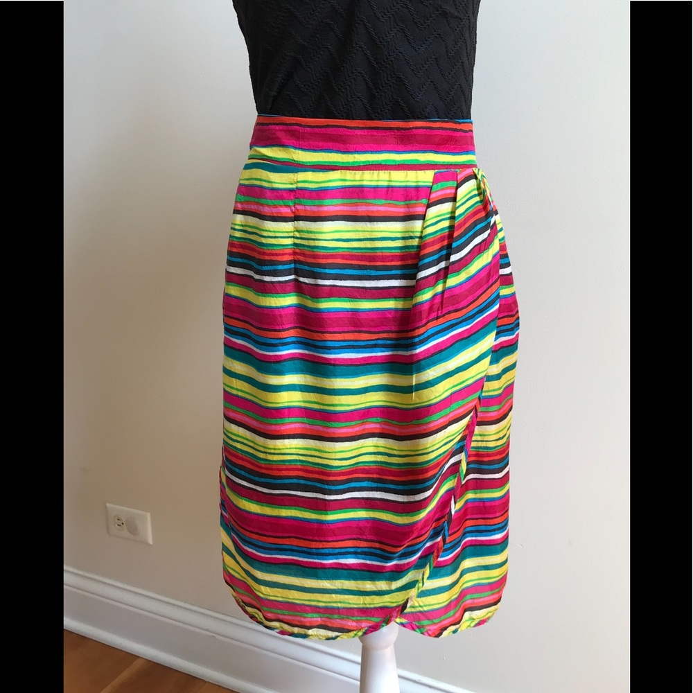 Nanette Lepore Silk Skirt in Vibrant Stripes